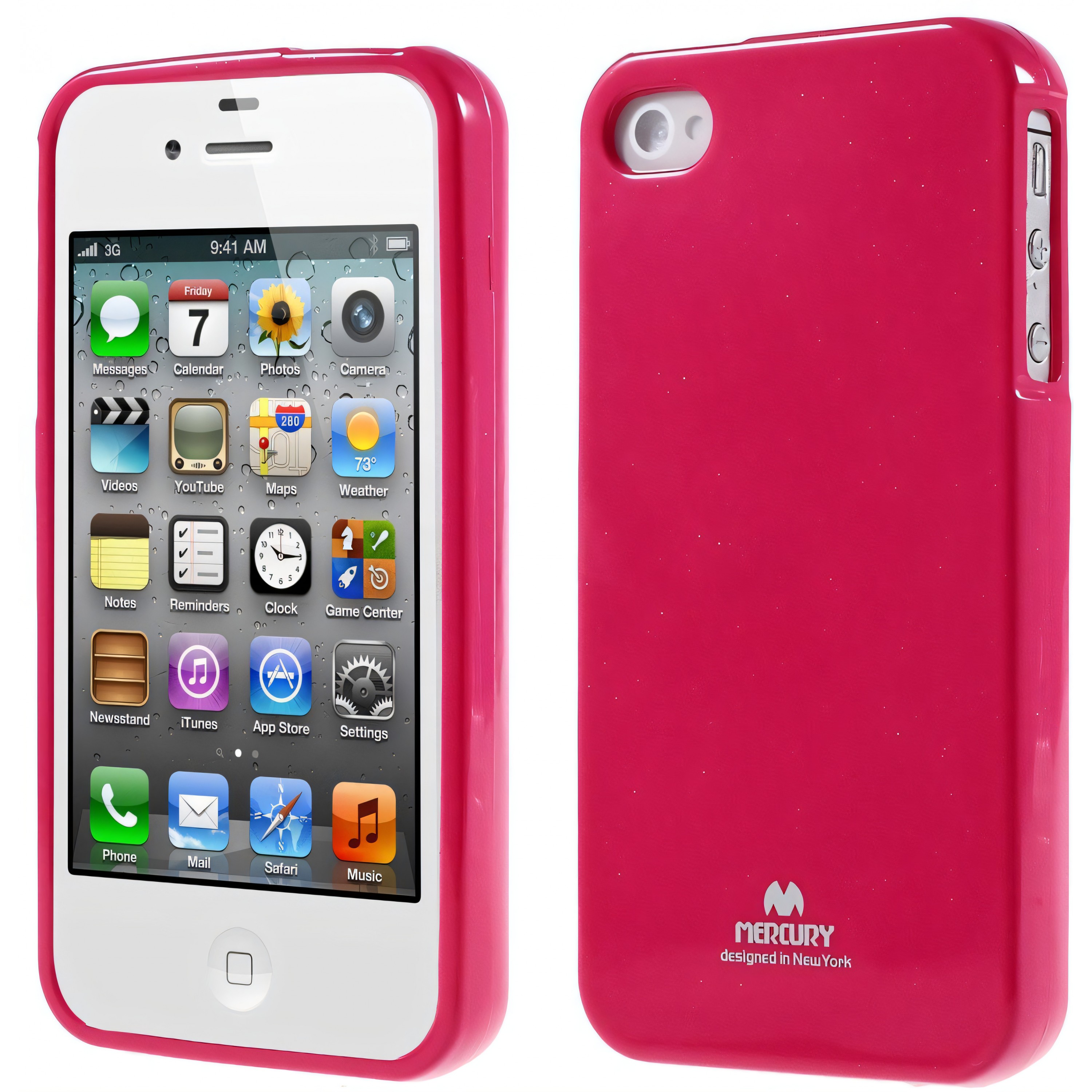 Coque Apple iPhone 4 et 4S Gel Mercuryen silicone Fushia