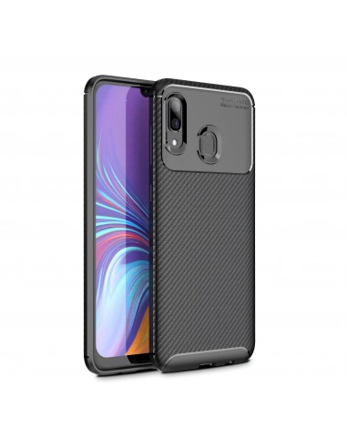 Coque silicone Galaxy A30 et A20 Syle fibre de carbone - Noir