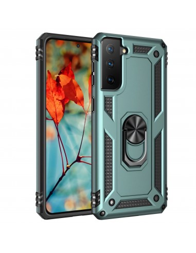 Coque antichoc Galaxy S21 Plus Hybride Armor avec anneau - Vert