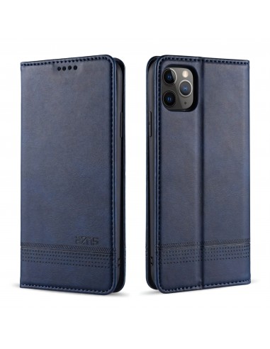 Etui portefeuille iPhone 12 pro et 12 Simili Cuir AZNS - Bleu foncé