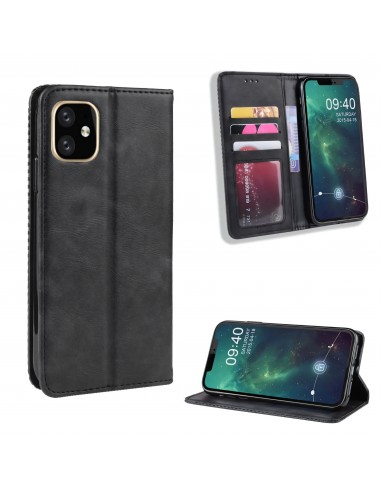 Etui iPhone 11 Pro Max Vintage Simili cuir - Noir