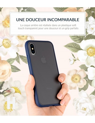 Coque iPhone 13 Antichoc avec Anneau de Maintien et Dos Rigide effet fumé -  Bleu - Français