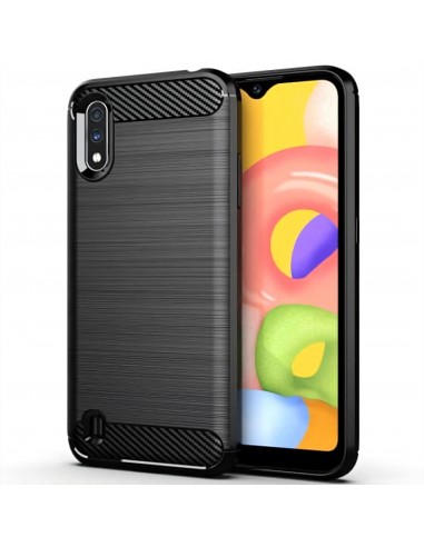 Coque Galaxy A01 Style carbone noir