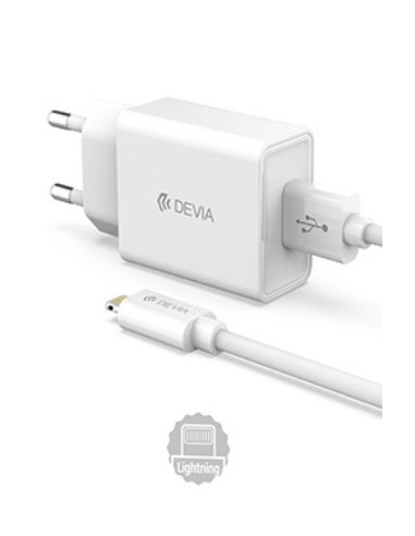 Chargeur secteur avec câble Lightning 1m - Devia - Blanc