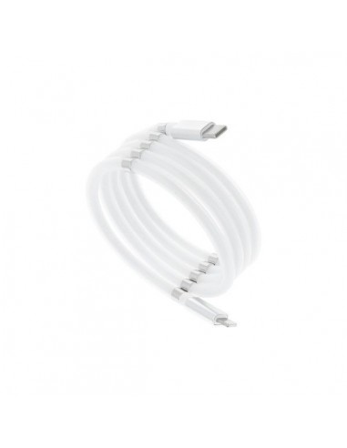 Câble Type C pour iPhone Lightning 8-pin - Fast charge - Power Delivery PD18W enroulement magnetique 3A C673 blanc 1m